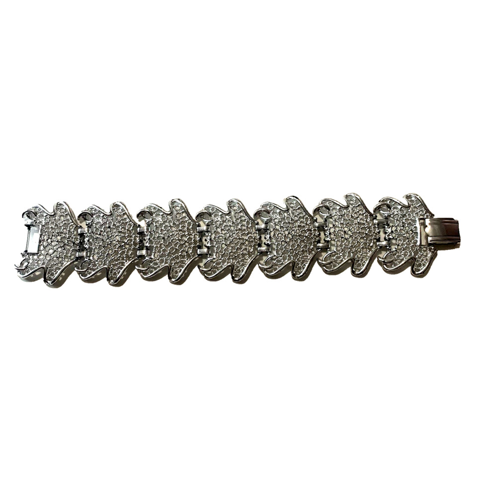 Vintage 1961 Sarah Coventry Lady of Spain Filigree Bracelet Silver Tone 7.3"